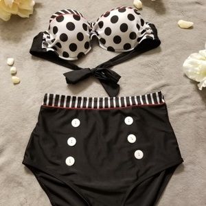 Unworn 50's Retro High-Waisted Strapless Bikini